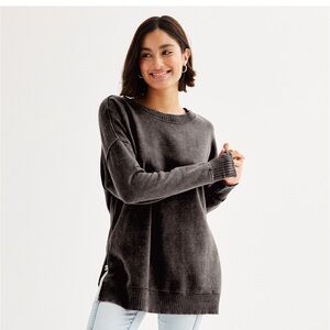 Acid wash tunic sweatshirt